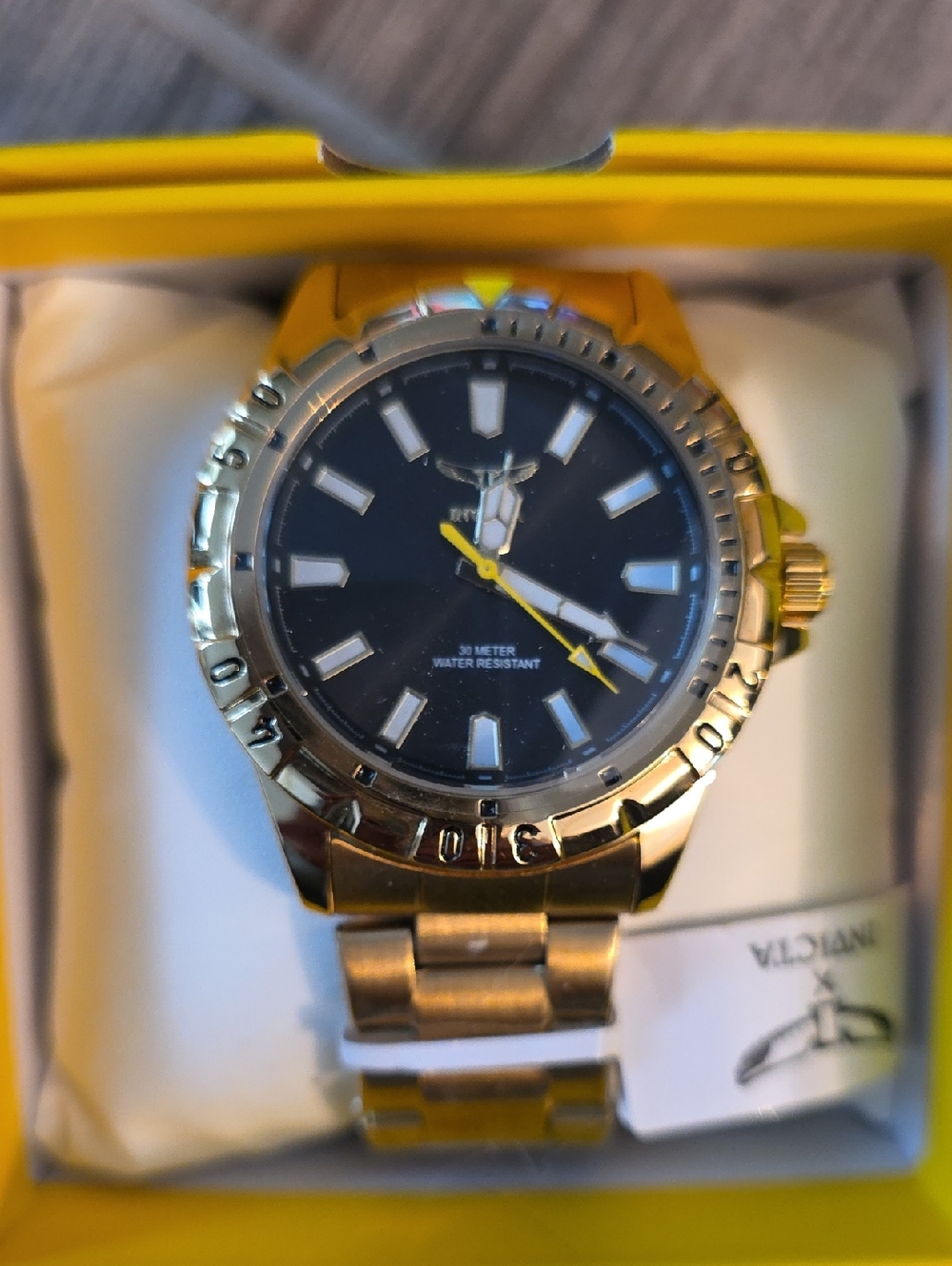 32. Invicta Gold Men's Bracelet Watch with Black Dial